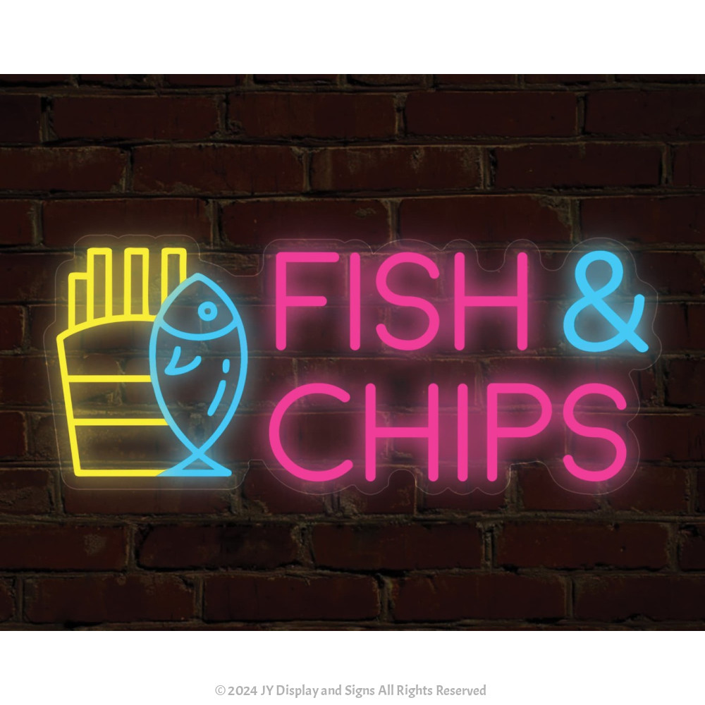 Fish and Chips LED Neon Sign illuminated neon Melbourne in stock