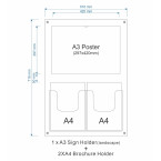 1 A3 Sign Holder  + 2 A4 Brochure Holders Unit
