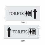 Toilets Sign with Arrow Pointing Ahead