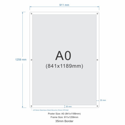 A0 Acrylic Sign Poster Frame with Rounded Corners