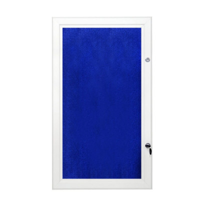 Blue Lockable Felt Notice Board Holds 6 A4