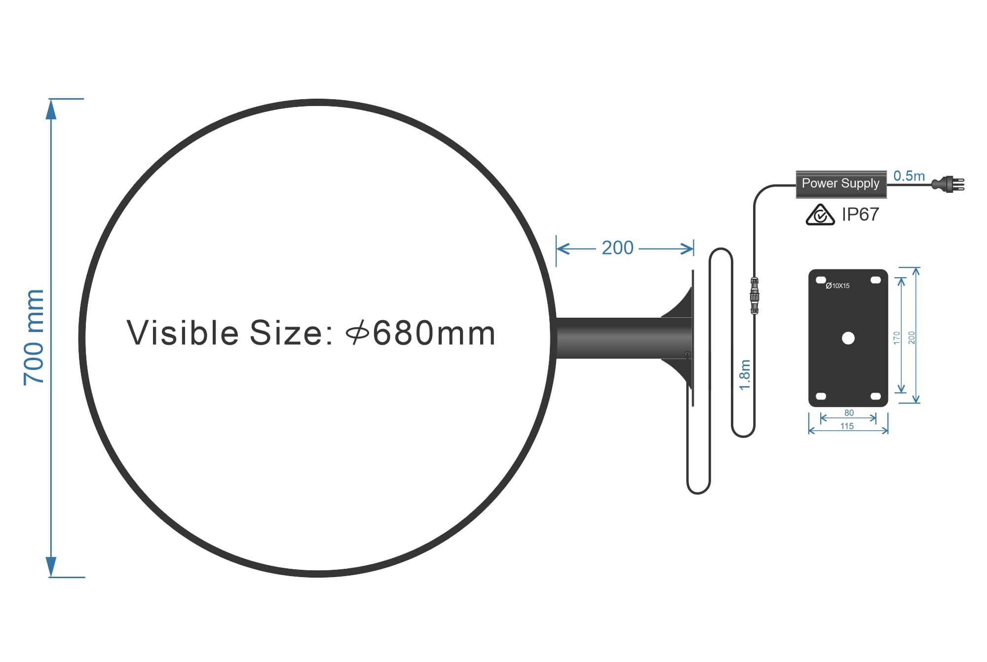 Double Sided Light With Racket Ø70cm Round LED Double-Sided Light Box / Project Light Box / Blade Sign ...